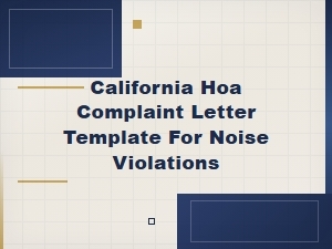 California Hoa Noise Complaint Letter Template