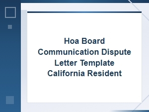 California Hoa Board Dispute Letter Template for Residents