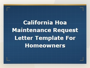 California Hoa Maintenance Request Letter Template