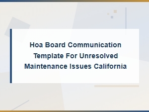 California Hoa Board Letter Template for Maintenance Issues