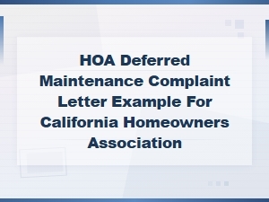 Sample Hoa Deferred Maintenance Complaint Letter
