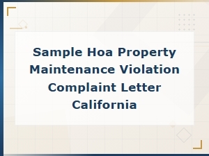 Sample Hoa Maintenance Violation Letter for California