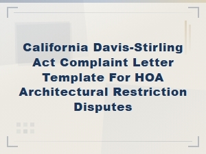 Hoa Architectural Restriction Dispute Complaint Letter