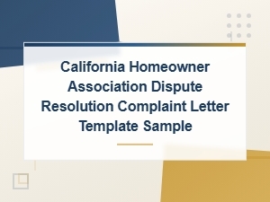 California Homeowner Hoa Dispute Complaint Letter Sample
