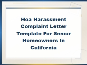 Hoa Harassment Complaint Letter for