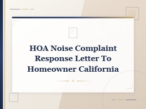 California Hoa Noise Complaint Response Letter Template